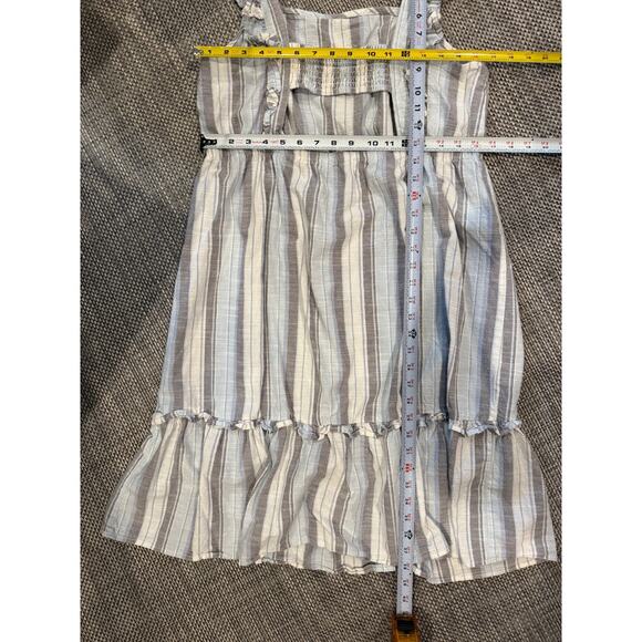 MADISON GREY Cotton Sleeveless Ruffle Open Back Striped Flounce Dress XL - Picture 5 of 5